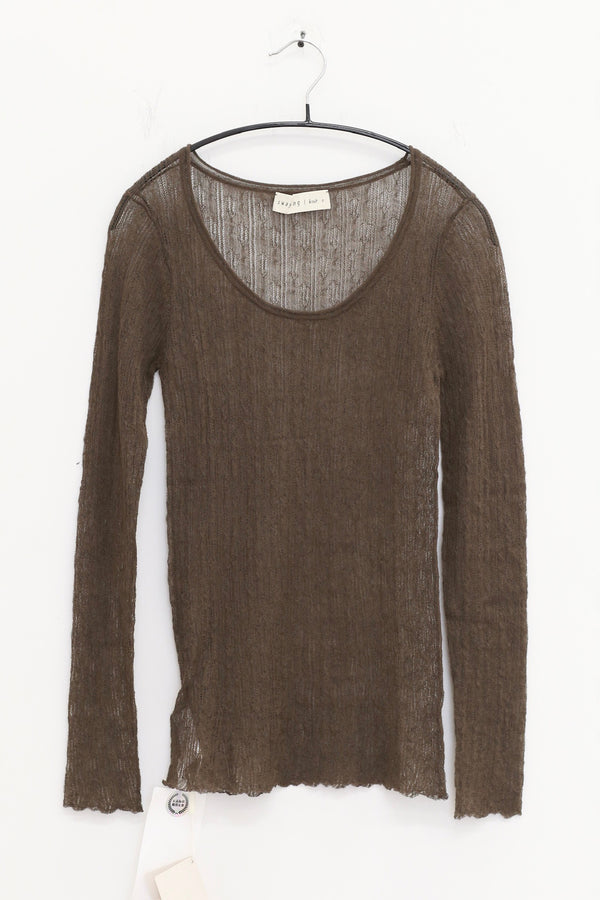 SWAYING 25 Autumn and Winter Striped Cable Wool Top SW-SW25AW1T05C3S4-HL Gray Green